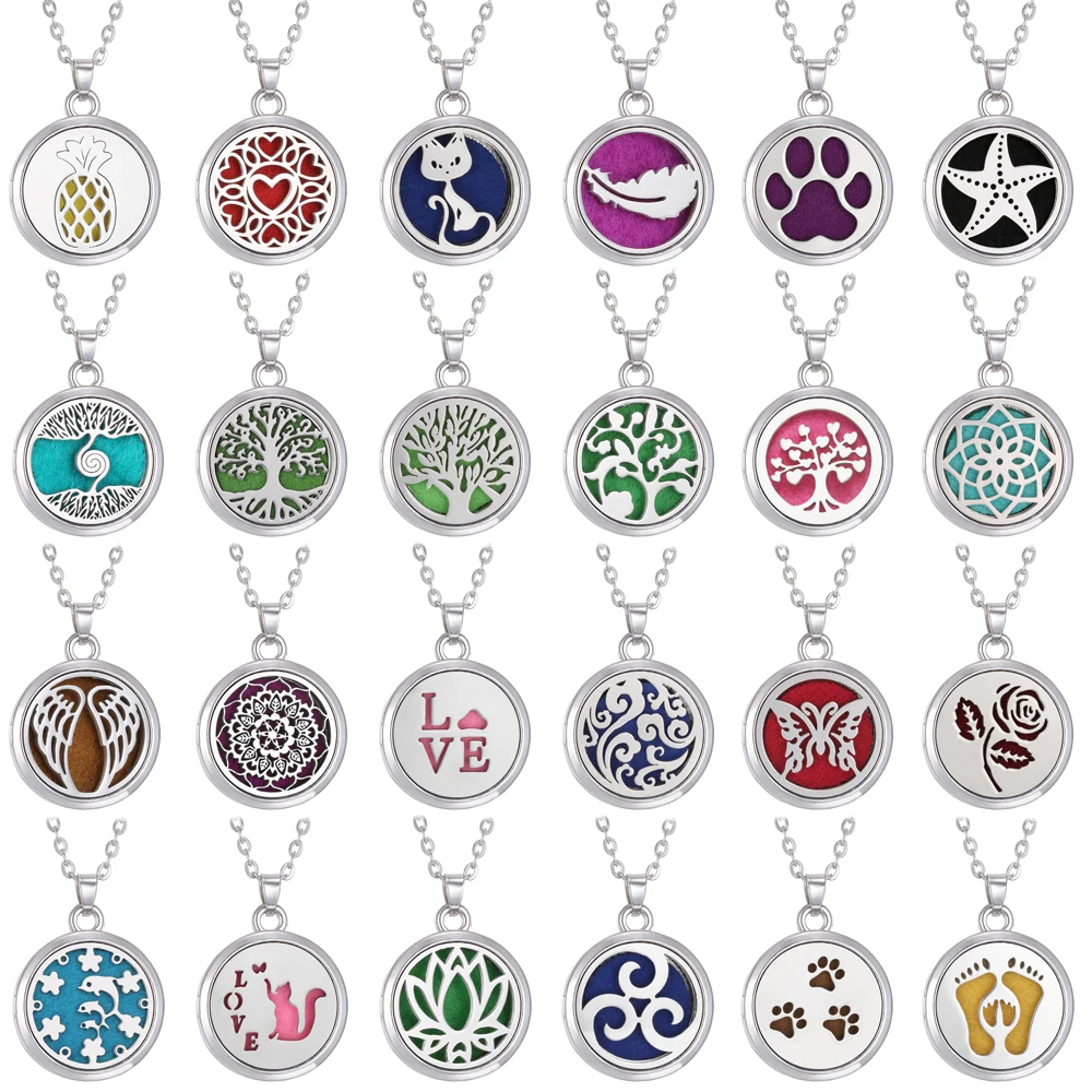 Aromatherapy Diffuser Pendant Necklace Magnetic Tree of Life Essential Oil Perfume Locket Women Dropshipping |