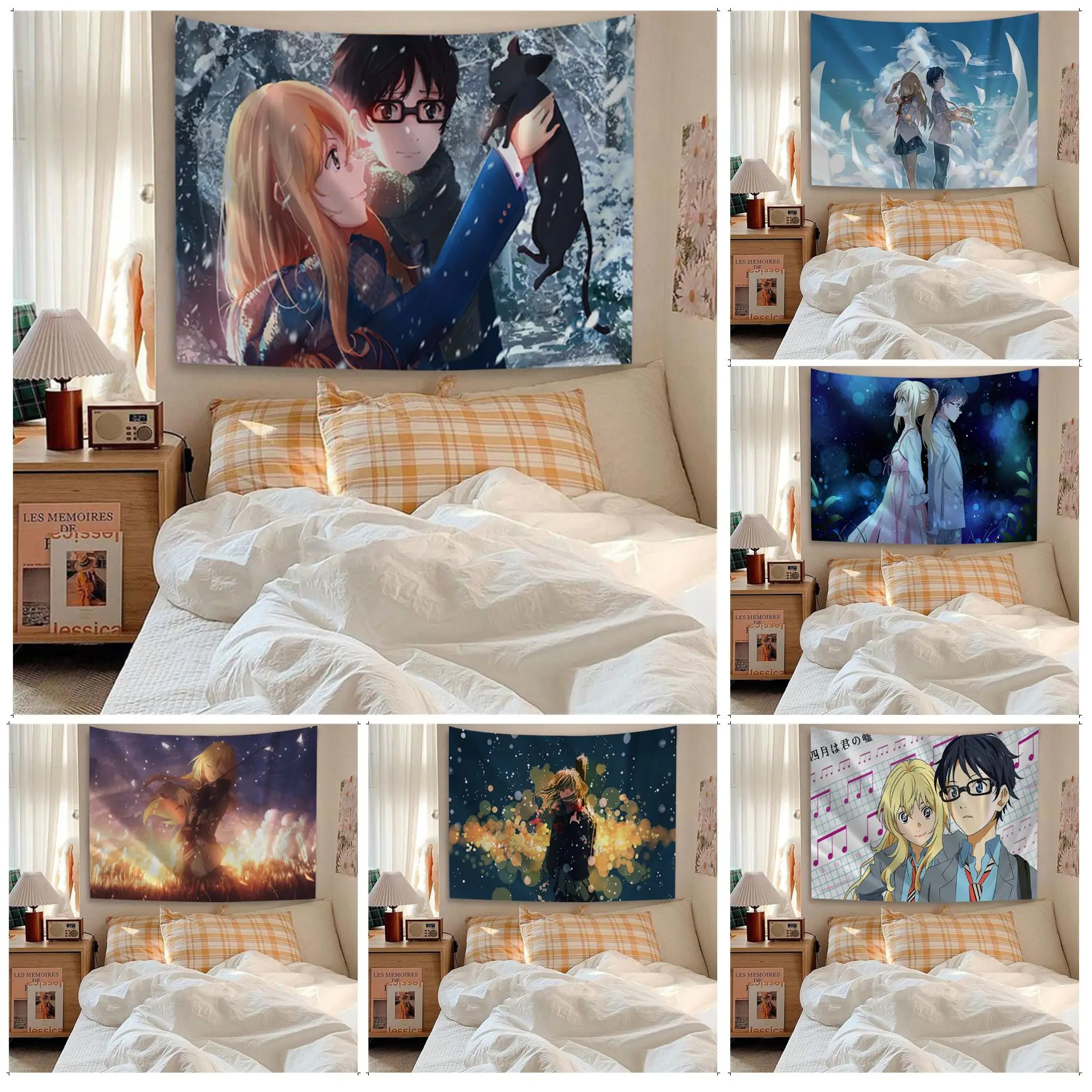 

Anime Your Lie In April Colorful Tapestry Wall Hanging Wall Hanging Decoration Household Kawaii Room Decor