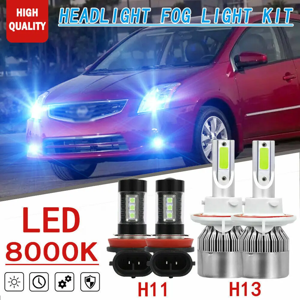 

4 шт. H13 светодиодный ные фары H11 противотумансветильник для Nissan Sentra 2004-12 Chevy Cruze 11-15