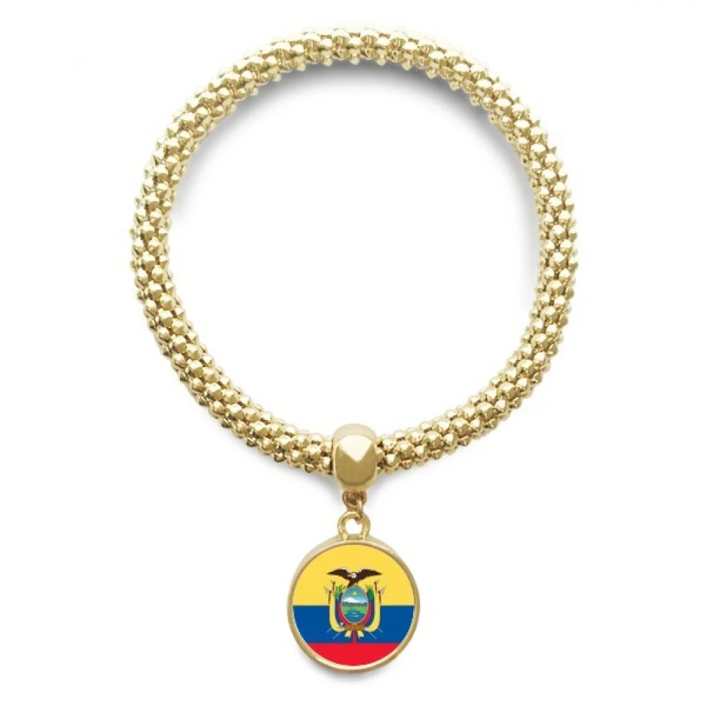 

Золотой браслет с национальным флагом Эквадора в стране Южной Америки, металлическая цепочка