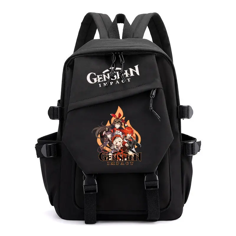 

Game Genshin Impact Pyro Amber Klee Diluc Cute Japanese Cartoon Unisex Fashion School Backpack Student Bag for Kids Teenagers