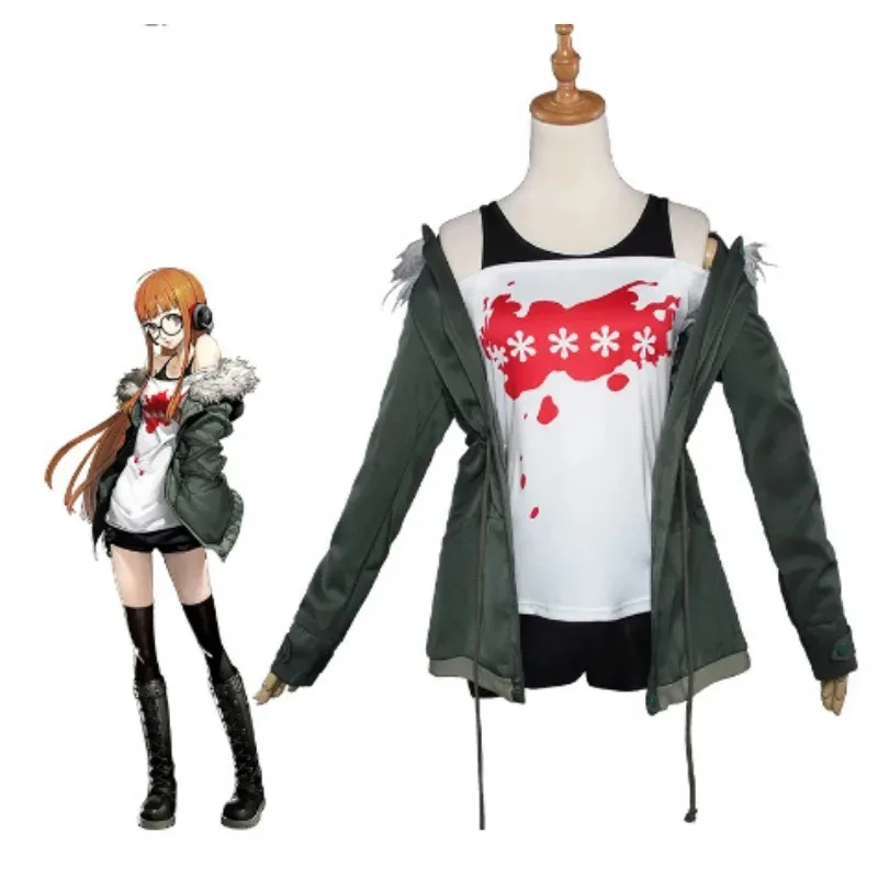 Futaba Sakura Game 5, женский костюм на Хэллоуин, полный комплект P5, униформа, повседневный костюм, куртка, рубашка, аниме, косплей (art.: 3920d2d79bb31) - 3920d2d79bb31