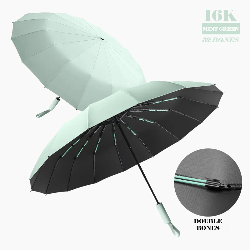 

Ветрозащитные компактные автоматические зонты, большой зонтик с двойными косточками для мужчин и женщин, Роскошный деловой зонтик от солнца, дождя, путешествий, 16 к
