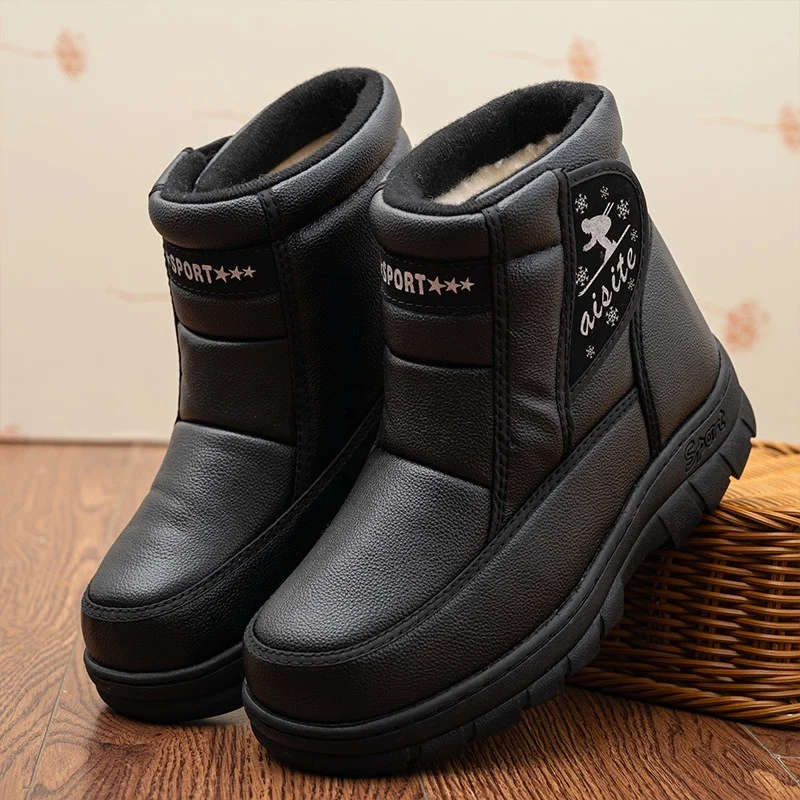 

Men Winter Boots Warm Ankle Boots Men Fashion Black Men's Shoes Round Head Male Boots Comfortable Slip On Sneakers Working Shoes