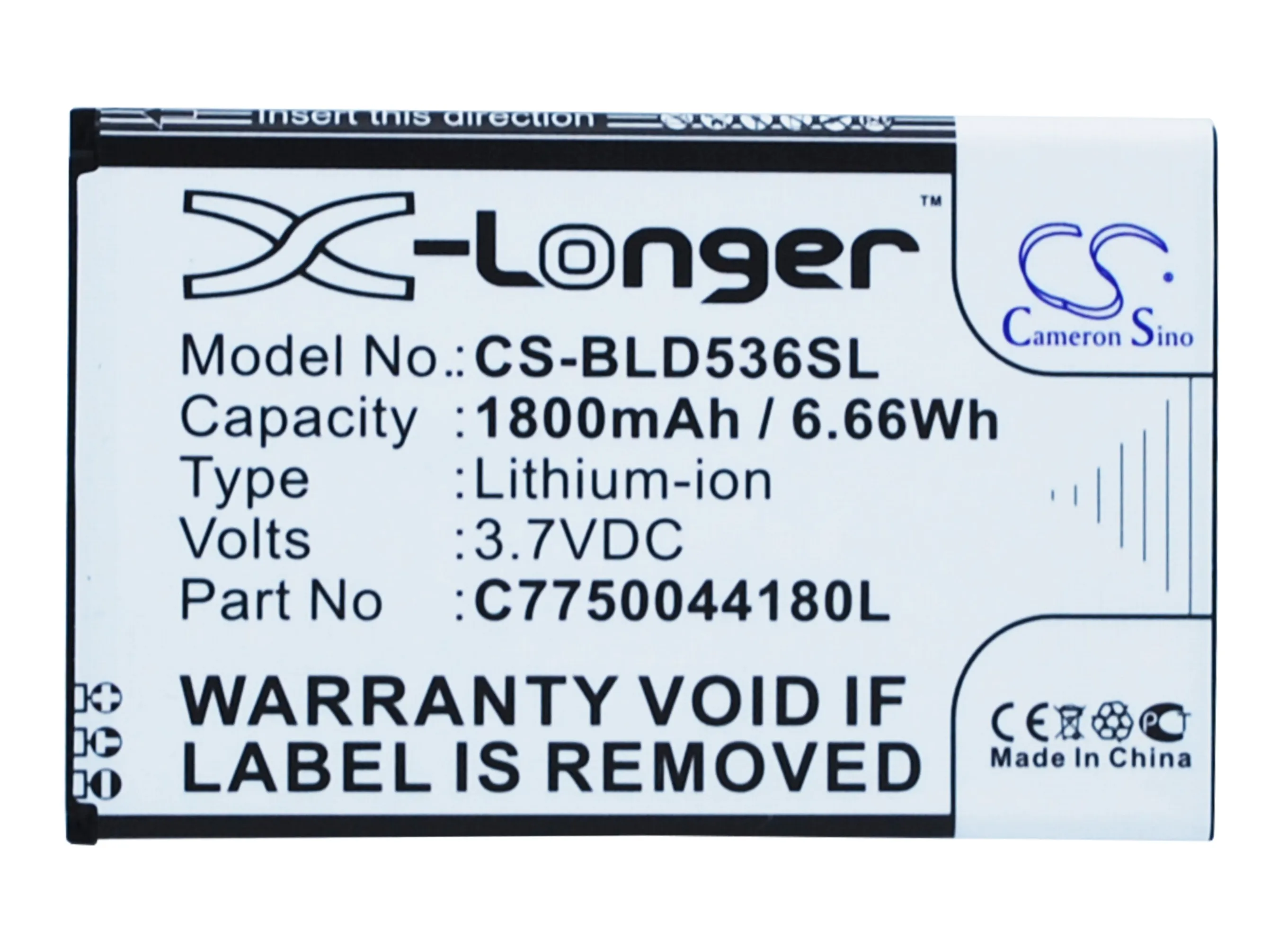 

CS 1800mAh/6.66Wh battery for BLU D030,D030L,D030U,D030UX,D536,D536L,D536U,D536X,Dash M,Studio 5.0C,Studio 5.0CE
