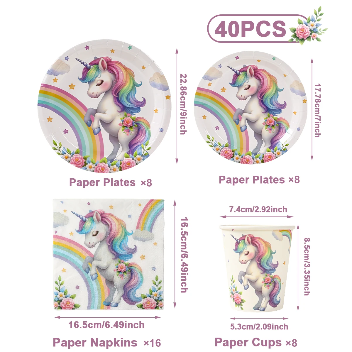 

Одноразовая посуда на тему единорога Wayfun