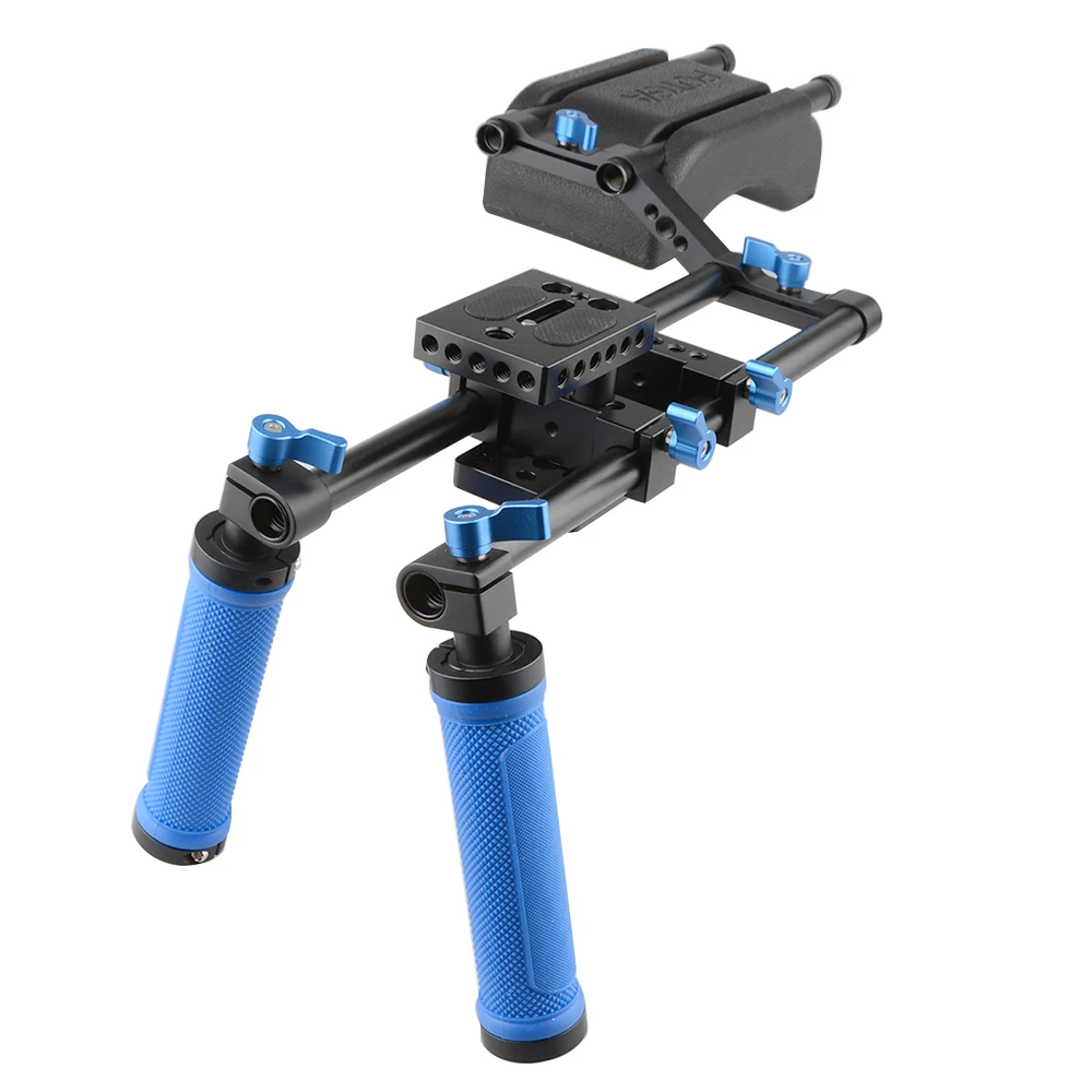 CAMVATE Camera Pro Shoulder Rig Support Dual Handgrip Movie Kit With 15mm Railblock Clamp & Shoulder Mount For DSLR Camcorder