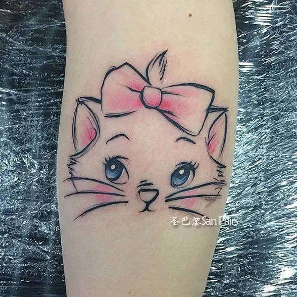 Мультяшные милые цветные тату-наклейки с котенком головой кошки водостойкие