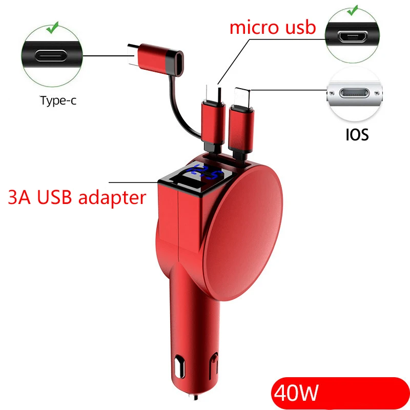 Автомобильное зарядное устройство Usb адаптер кабель быстрой зарядки 12В-24В