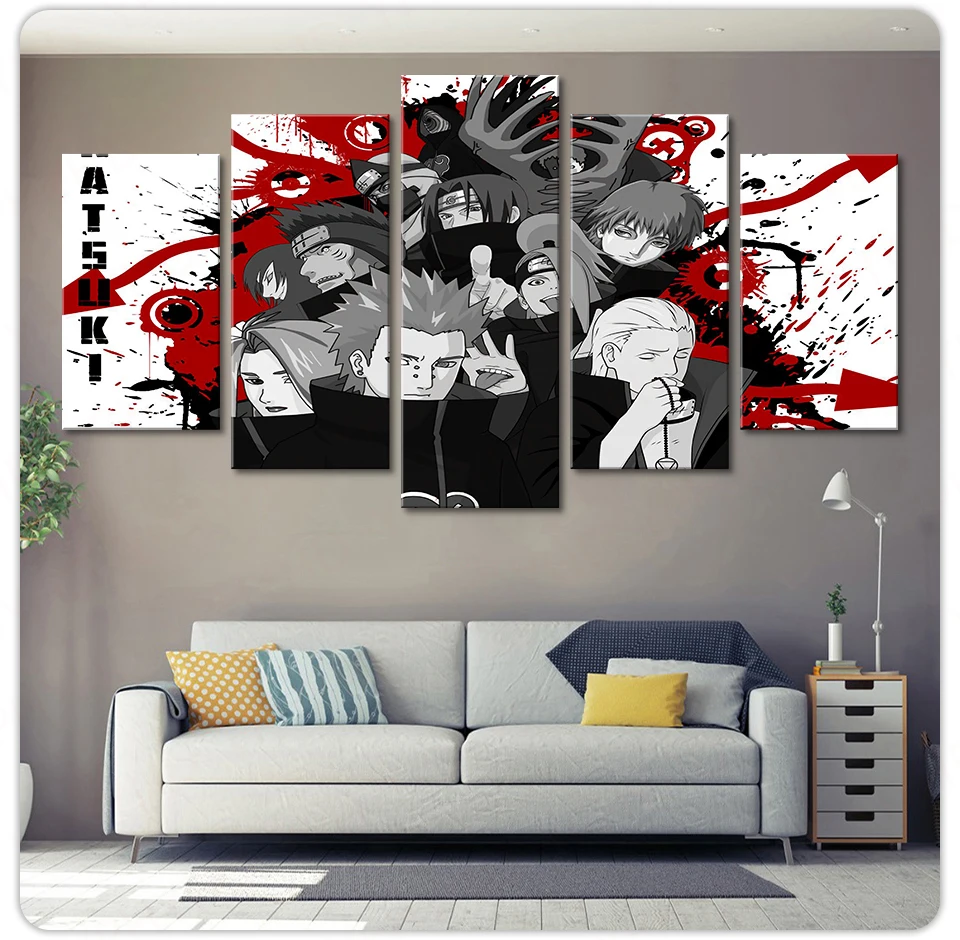 

5 шт. настенное искусство на холсте аниме манга рисунок ниндзя плакат картина Акацуки гостиная домашний Декор Спальня роспись художественн...