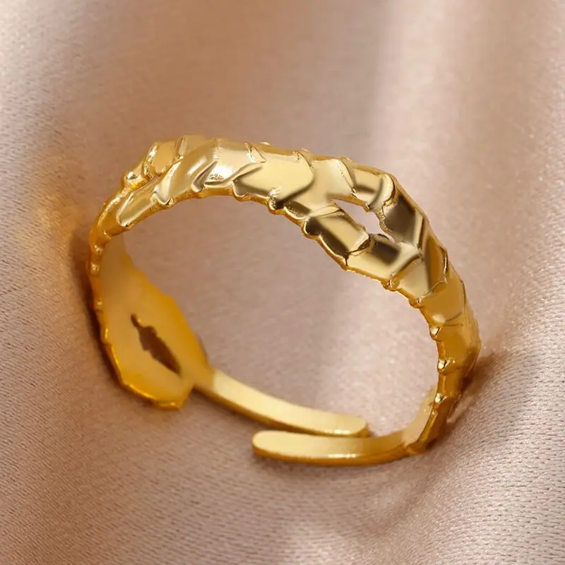 

Stainless Steel Hollow Rings for Women Gold Plated Adjustable Open Finger Ring 2023 New Trend Couple Party Jewelry Gift anillos