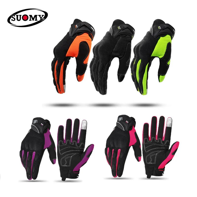 SUOMY Men's Motorcycle Gloves Women Summer Racing Breathable Full Finger Protective Guantes Moto Motocross Antiskid Motociclista