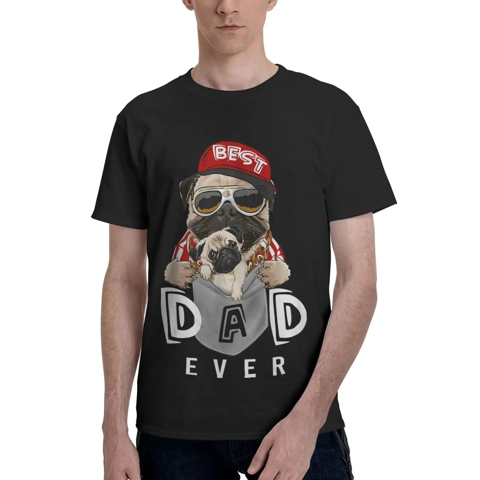 

Best Pug Dad Ever Men T-Shirt Short Sleeve T-Shirts Tops T-Shirt Men T Shirt Women T-Shirts With Short Sleeves Women's T-Shirt