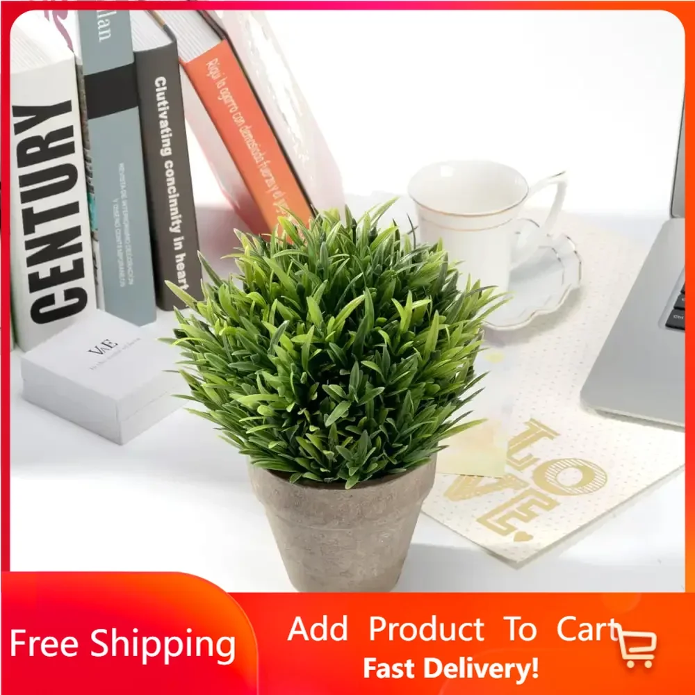 

Mini Realistic Plastic Faux Plant Fake Green Grass Tabletop Arrangement with Pot for Home Decor (Green) Rapid Transit