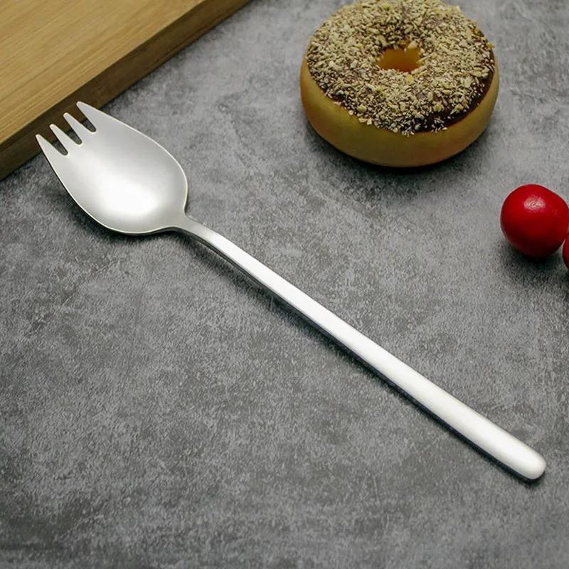 

Креативная вилка-ложка для фруктов 2 в 1 с длинной ручкой из нержавеющей стали