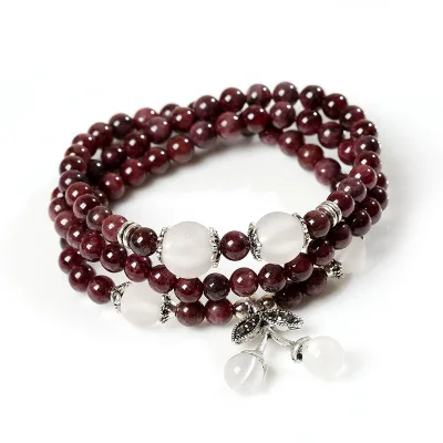 

Natural Original Wine Garnet 6mm Beads Bracelet Cherry Korean Fashion Crystal Jewelry Women's Beauty Hand String Drop Shipping
