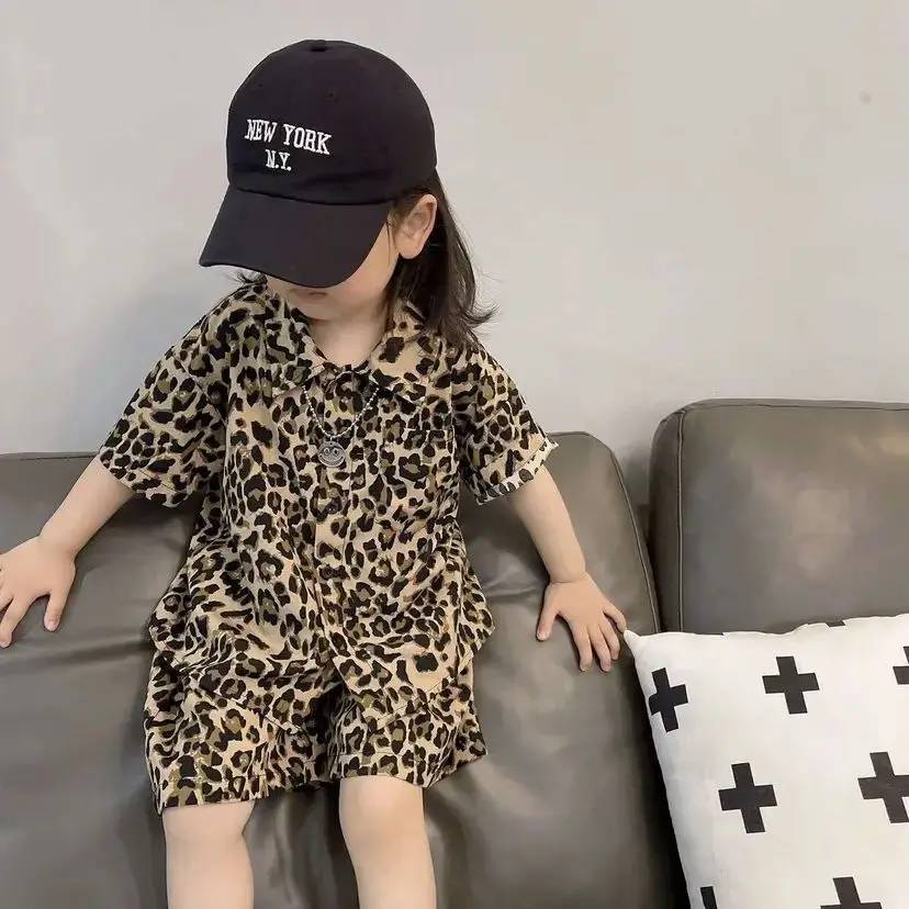 

Baby Summer Clothes Kids Sets T-shirt Shorts Leopard Print Casual Street 2-piece Sets Korean Style Cool Fashion