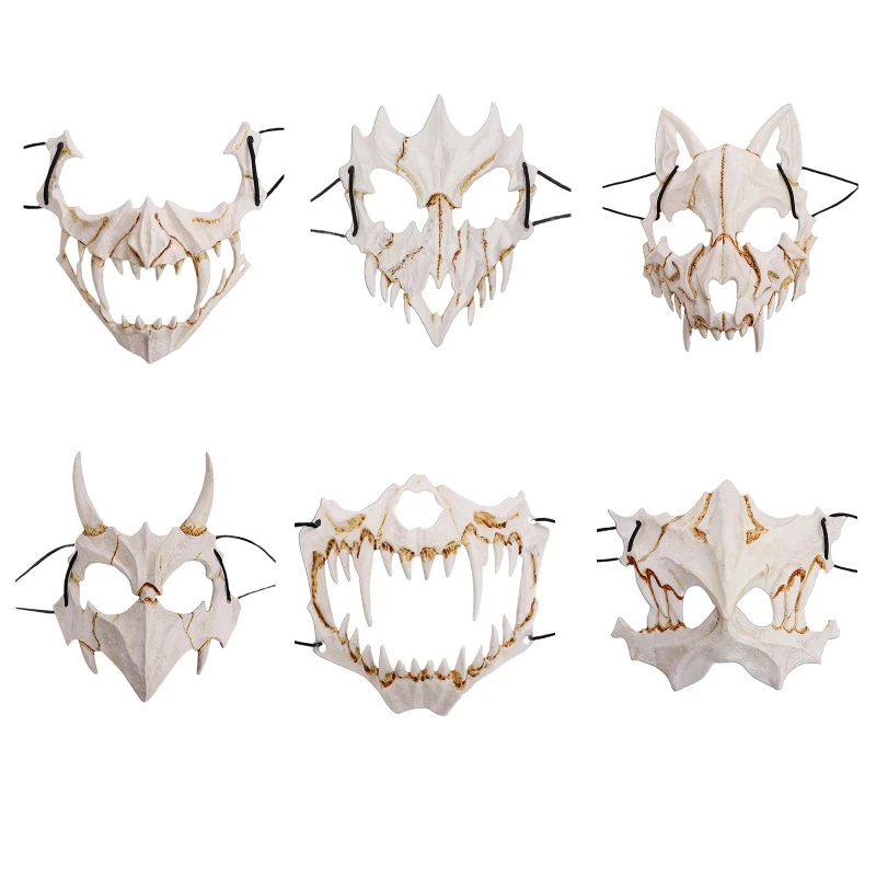 

Japanese Anime Dragon God Skeleton Half Face Mask Adult Men Cool Masks