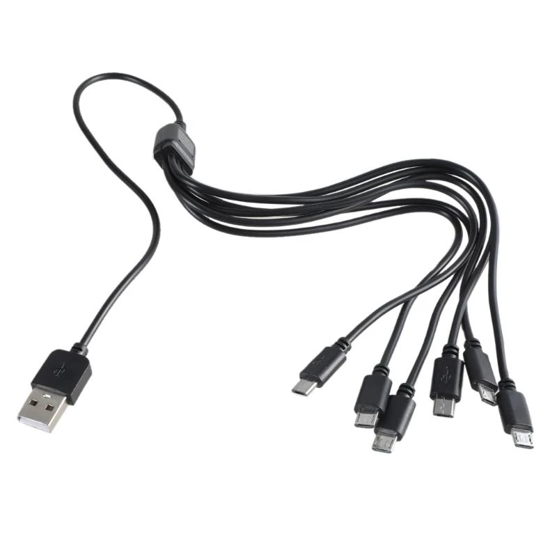 Фото 12pc USB 5PIN Зарядка кабеля 6 в 1 USB 2,0 типа A до шести USB 5PIN Мужской адаптерный шнур для быстрой зарядки 50 см 19,7 дюйма №1