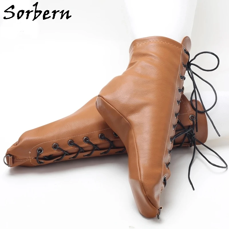 

Мягкие балетные ботинки Sorbern, стильные высокие ботинки на шнуровке, из искусственной кожи, с кольцами на носках, короткие ботинки, индивидуальный цвет