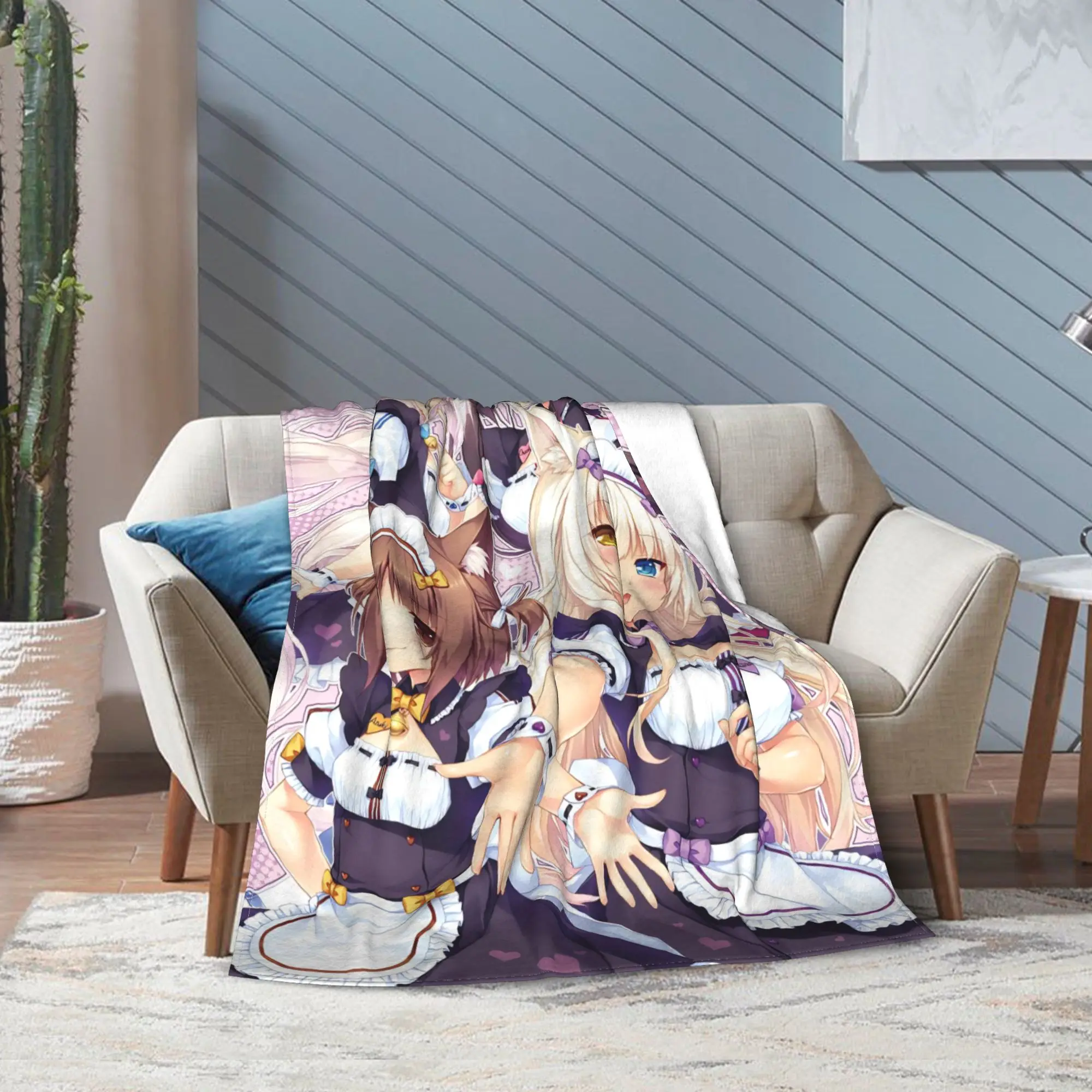 Фото NEKOPARA аниме игровые одеяла флисовое весенне-осеннее многофункциональное супер теплое одеяло для дома, путешествий, плюшевое тонкое одеяло №5