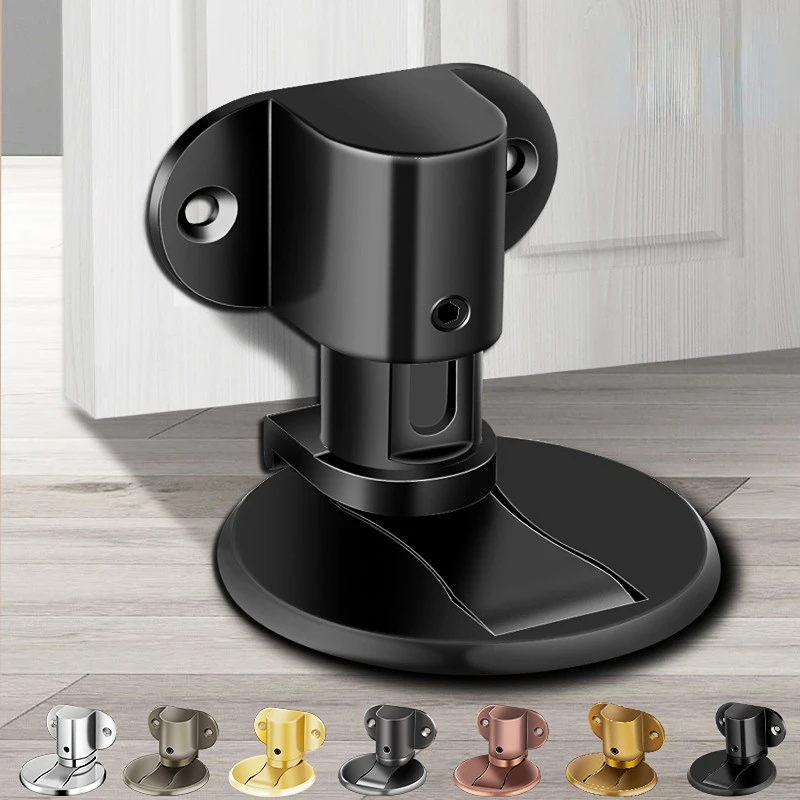 

Windproof Door Stops Floor Heavy Duty Rotation No Magnetic Superglue No Drilling Invisible Anti-collision Ground Suction Black