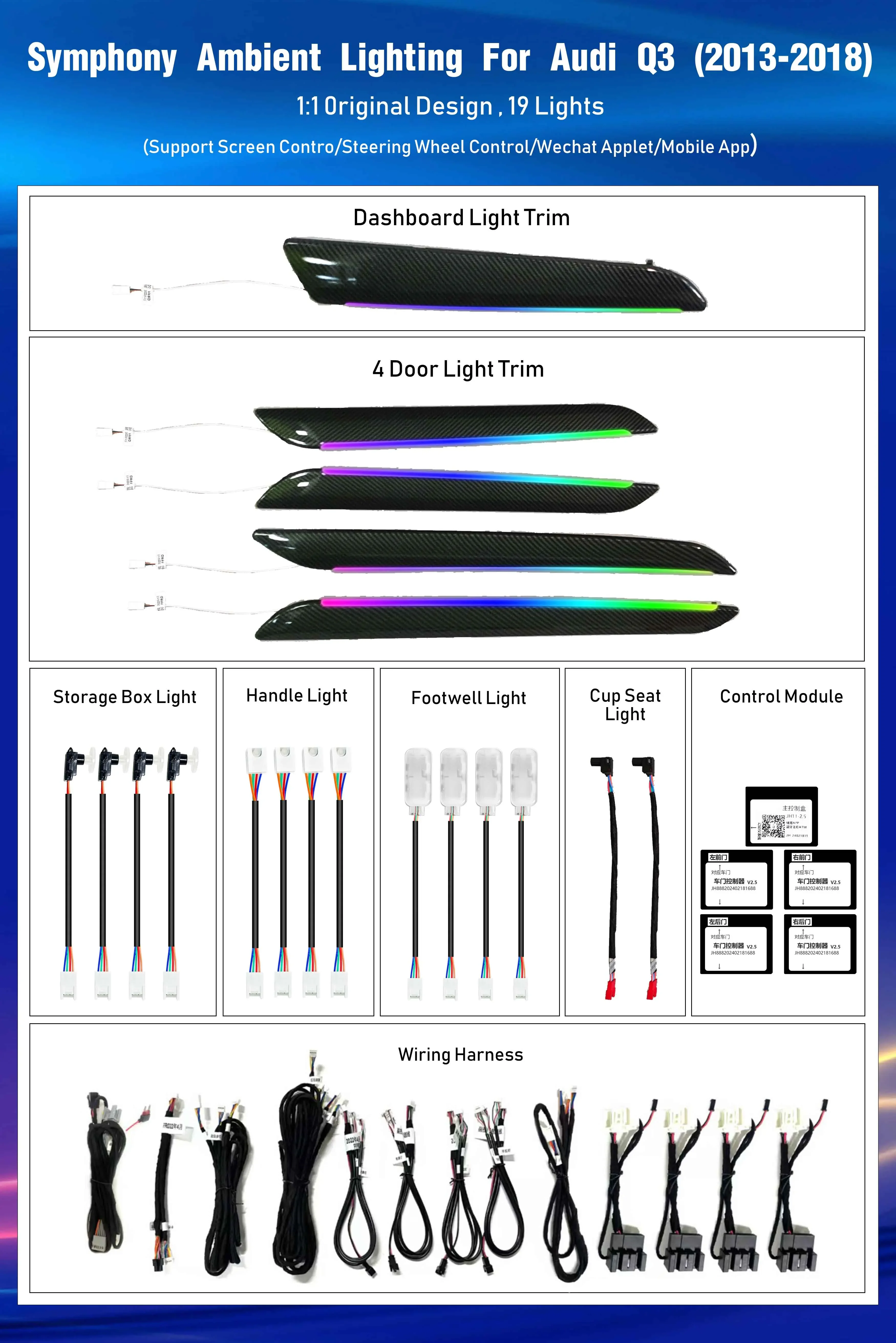 Обновление iCarsin 256 цветов симфонический светодиодный интерьер автомобиля