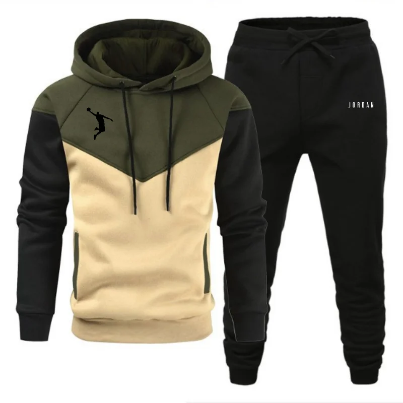 

New Autumn and winter Sportswear suit men's hoodies set casual warm sports sweater brand pullover + jogging pants 2-piece set