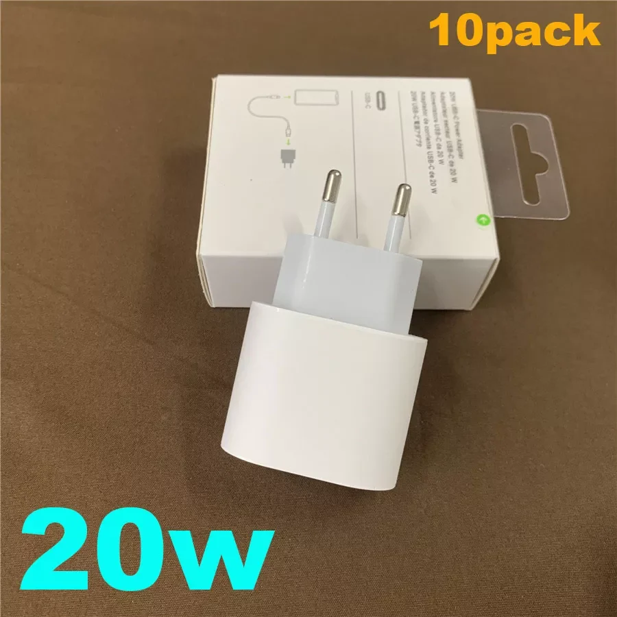 

10 шт. 20 Вт быстрое зарядное устройство для iPhone 13 11 12 Pro Max i13 i12 USB Тип C ЕС США Великобритания оригинальный адаптер питания для путешествий PD A2305 ...