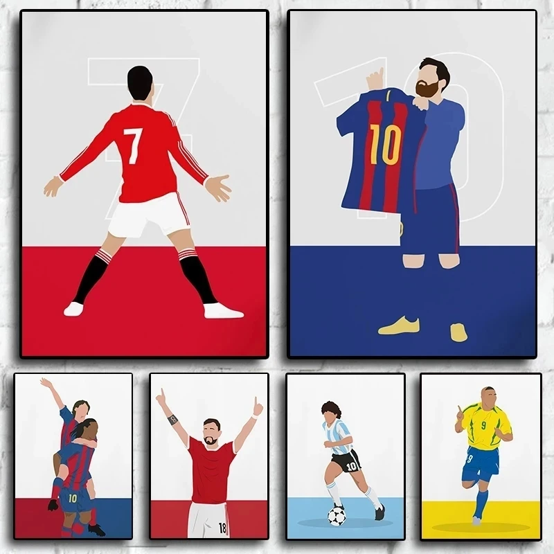

Modern Football Sports Star Poster and Print Soccer Players Figures Art Canvas Painting Wall Pictures for Living Room Home Decor