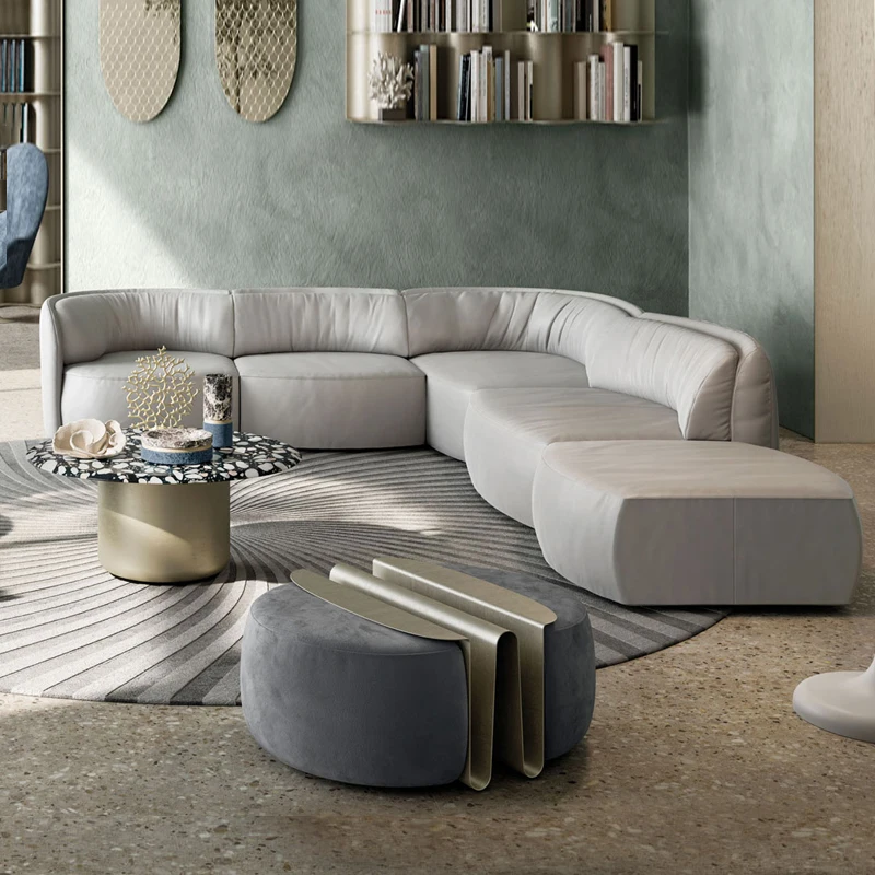 

High quality living room Italian light luxury sofa art first layer leather sofa size house natuz leather sofa width fabric style