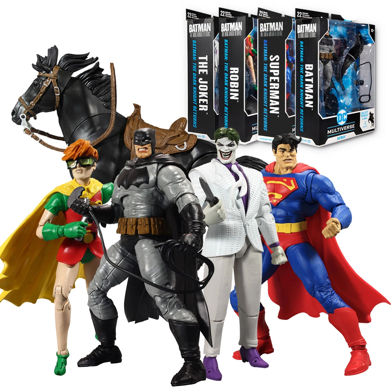 McFarlane The Dark Knight Returns Build A Horse Set Batman Superman Joker Robin Action Figure Toys