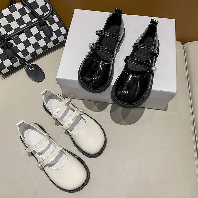 

Туфли-лодочки женские с круглым носком, лоферы, плоская подошва, французская Ретро модель Мэри Джейн, 1 пара