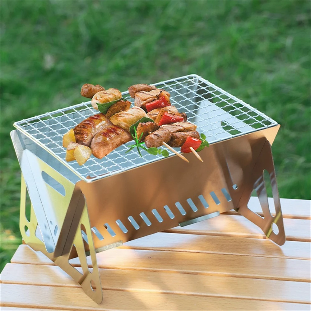 

Портативный складной гриль для барбекю из нержавеющей стали, карманный мини-гриль для барбекю, аксессуары для домашнего использования в парке