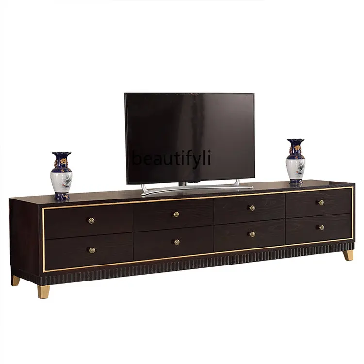 

Новый ТВ-шкаф в китайском стиле с золотым рисунком, шкаф для гостиной, шкафчик для образцов комнаты, Высококачественная мебель для виллы