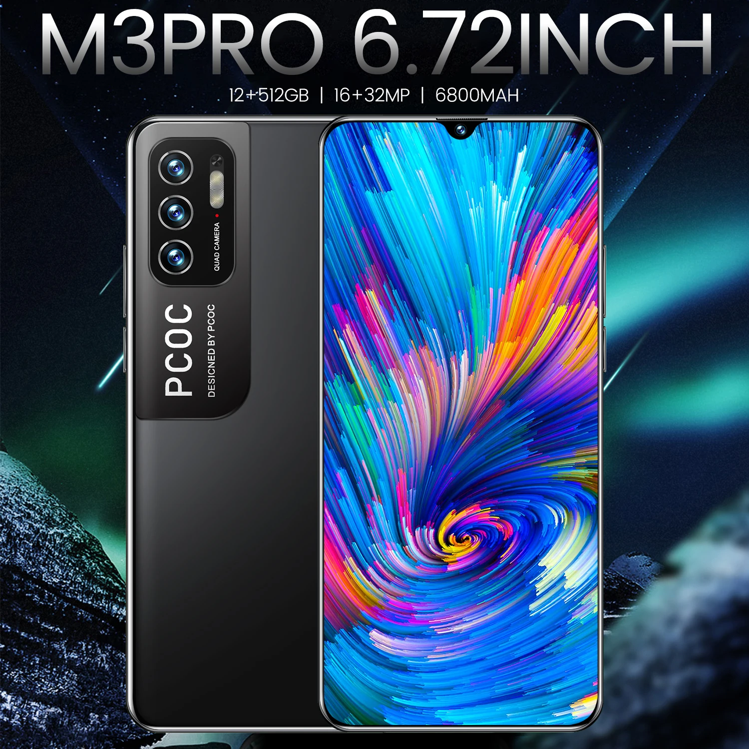 Global Version M3Pro Smartphone Android 10.0 Mobile Phone 12GB+512GB Celular 4G 5G Unlock Cell Phones Android 10.0 Phone
