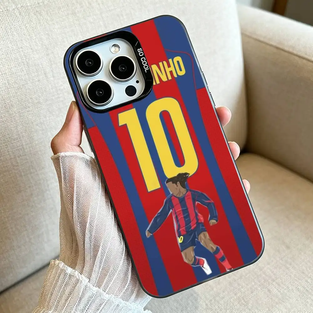 Фото Чехол для телефона Ronaldinho Football 10 для iPhone 17/12/13/11/14/15/16 Pro Max Plus, цветной серебристый, защитный чехол. №2