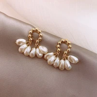 water drop pearl earrings for woman korean fashion jewelry silver color tassel stud earring party gift lady temperament brincos
