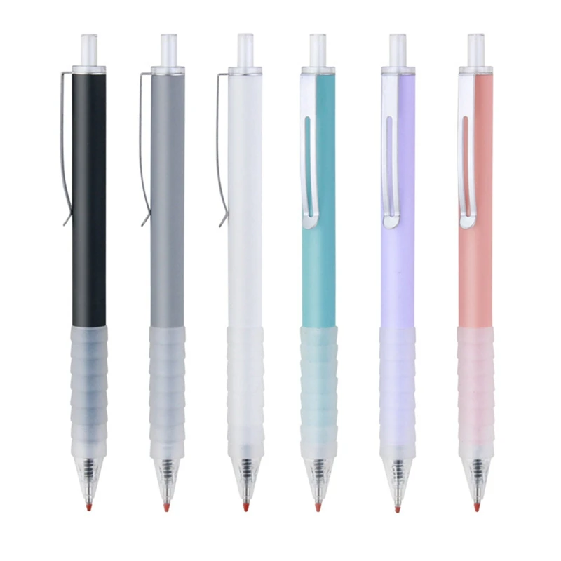 

6 PCS Ballpoint Pens Grip Pen 0.5Mm Black Ballpoint Pens With Soft Grip, Silver Clip, And Writing Black Ink