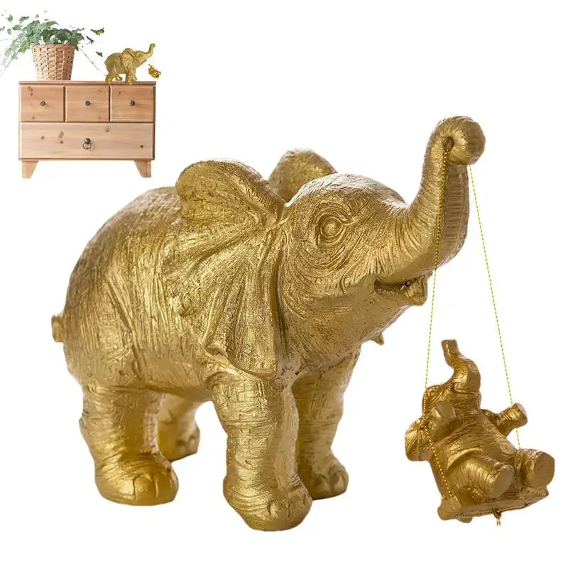 

Elephant Statues Home Decor Gold Mom And Baby Elephant Figurines Home Decor Elephant Figurines For Bookshelf Living Room Office