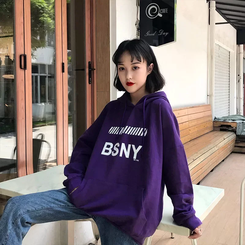 

Women Winter Ulzzang Hoodie Sweatshirt Fashion Harajuku Loose Fleece Sweatshirt Tops Korean BF students Hooded Tracksuit Meletom