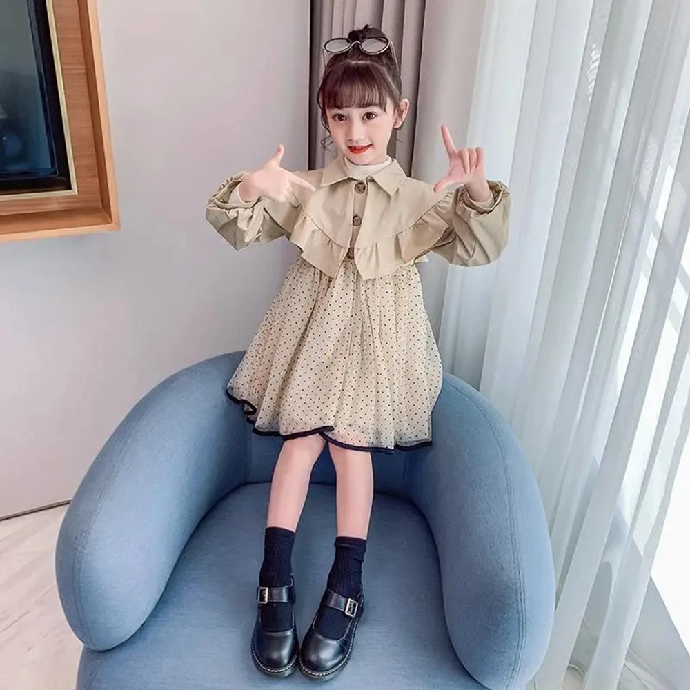 

Весеннее детское платье, куртки для девочек, милая Лоскутная Верхняя одежда с длинным рукавом, пальто, одежда для детей 4-14 лет