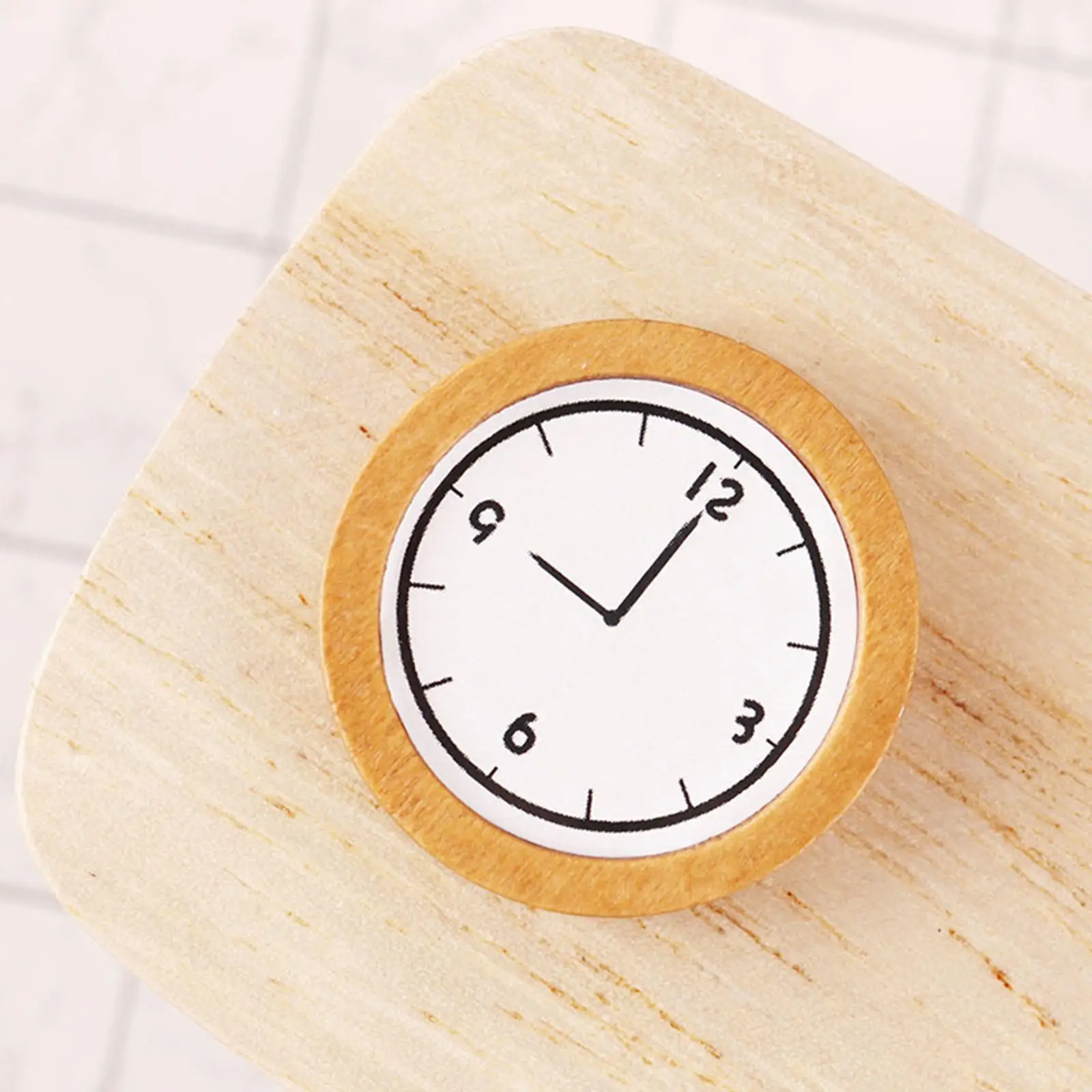 

Shabby Round Wood Wall Clock Miniature for 1/12 Dollhouse Furniture Model