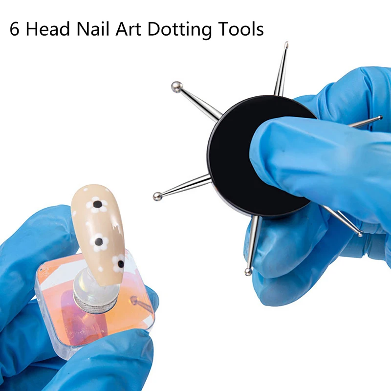 

1 шт. 6 головок точечные инструменты для дизайна ногтей диск для маникюра точечные инструменты для ногтей точечные инструменты для рисования точечная ручка для маникюра