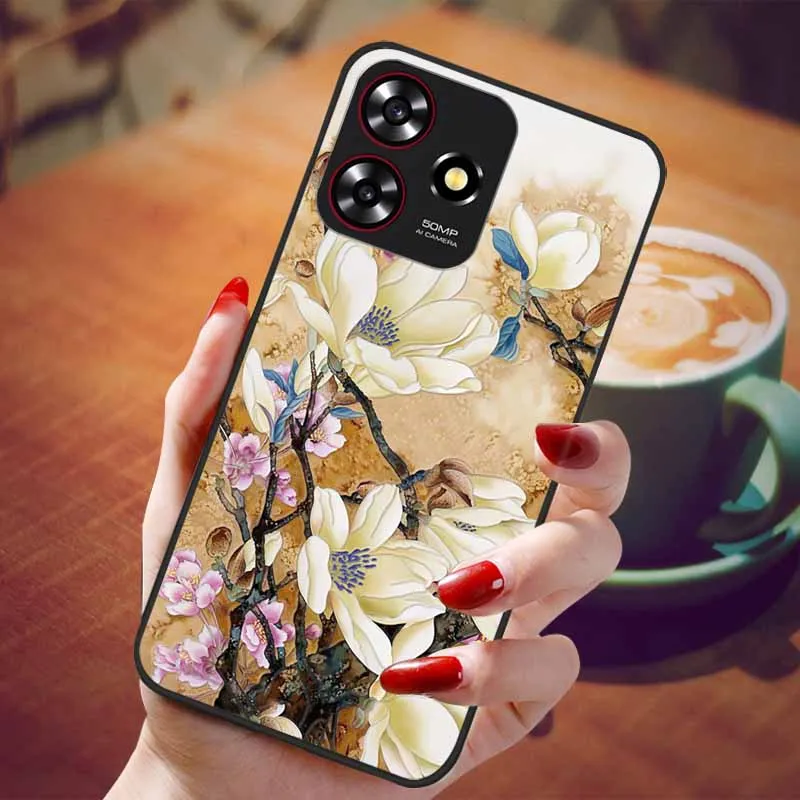 Мягкий бампер из ТПУ с тиснением для ZTE Axon 50 Lite 3d-рельефные Чехлы Blade A73 4G / черного