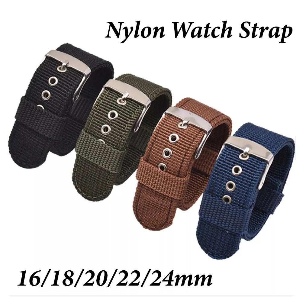 

16-24mm20mm Soft Nylon Watch Band for Huawei Watch GT2 Waterproof Strap for Garmin NATO Army Sports Belt for Fossil Steel Buckle
