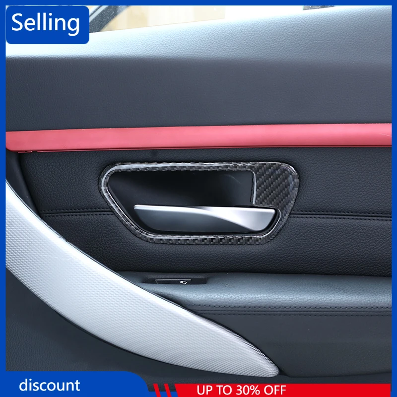 

4 Pcs Soft Carbon Fiber For BMW 3 4 Series F30 F35 2013-2018 Car Accessories Car Interior Door Handle Frame Trim Stickers fast