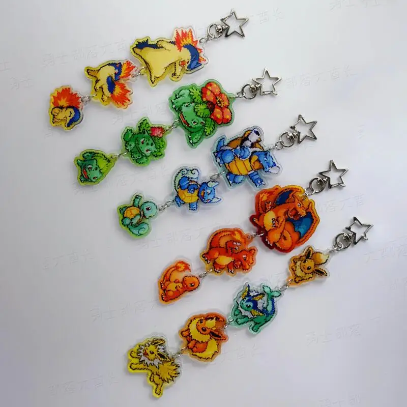 Фото Акриловые брелоки-подвески для сумок Cyndaquil, Quilava, Typhlosion, Bulbasaur, Ivysaur, Venusaur, Squirtle: коллекционные сувениры и подарки №1