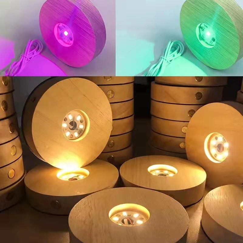 

Crystal Ball Lamp Base Creative Wooden Goods Made Led Luminous Decoration Handmade Decoration