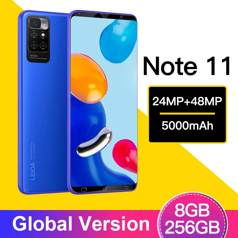 Note 11 Global Version Smartphone 5G Android 12GB 256GB Mobile Phone 10 Core Cell Phone 24+48MP HD Camera Unlock Cellphones